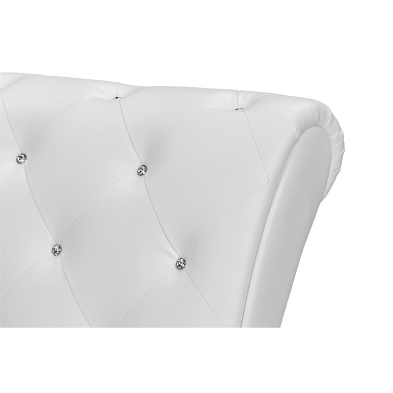 Baxton Studio Pease Faux Leather Tufted Chaise Lounge in White