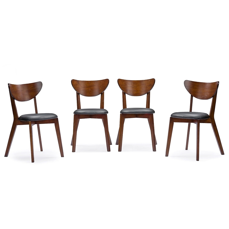 Baxton Studio Sumner 5 Piece Dining Set in Walnut and Black