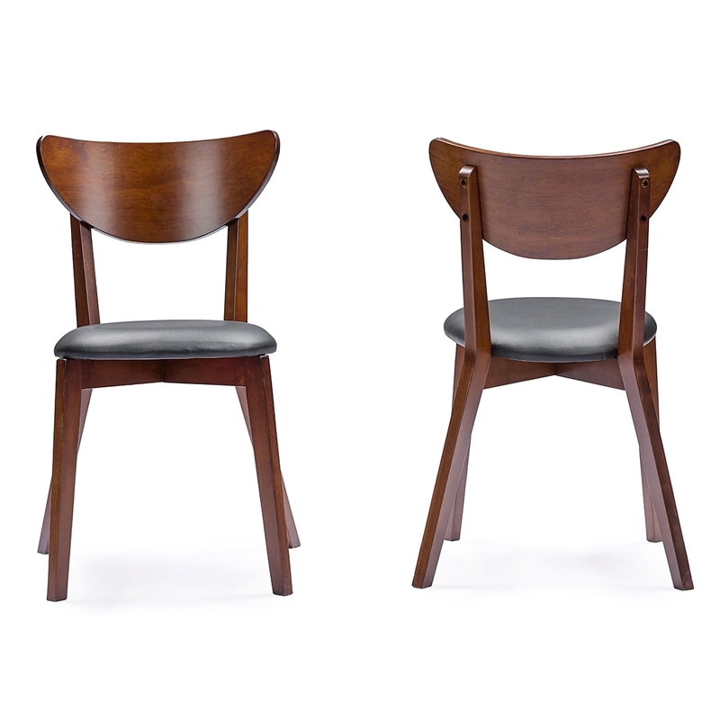 Baxton Studio Sumner 5 Piece Dining Set in Walnut and Black