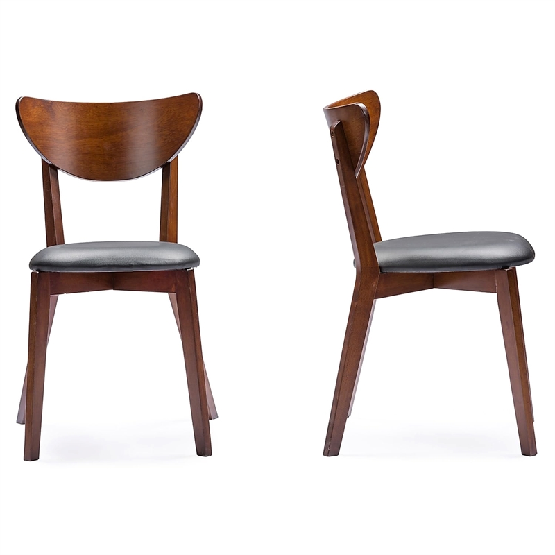 Baxton Studio Sumner 5 Piece Dining Set in Walnut and Black