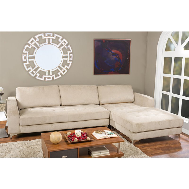 Baxton Studio Agnew Right Facing Sectional in Light Beige