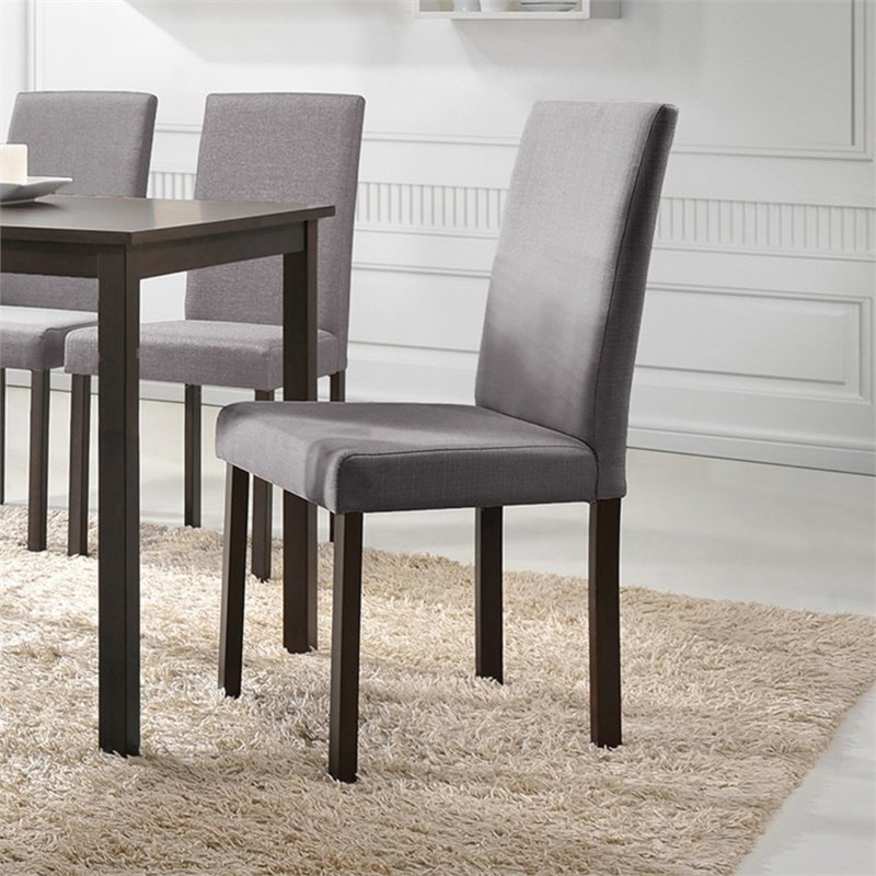 Baxton Studio Andrew Dining Side Chair in Gray and Espresso (Set of 4)