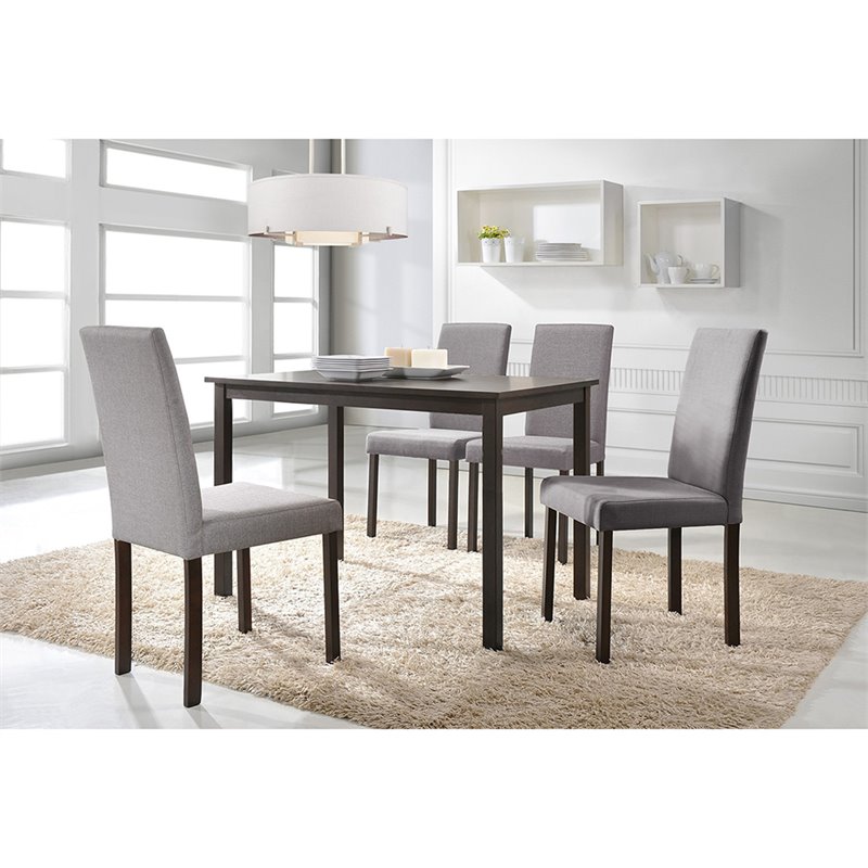 Baxton Studio Andrew Dining Side Chair in Gray and Espresso (Set of 4)