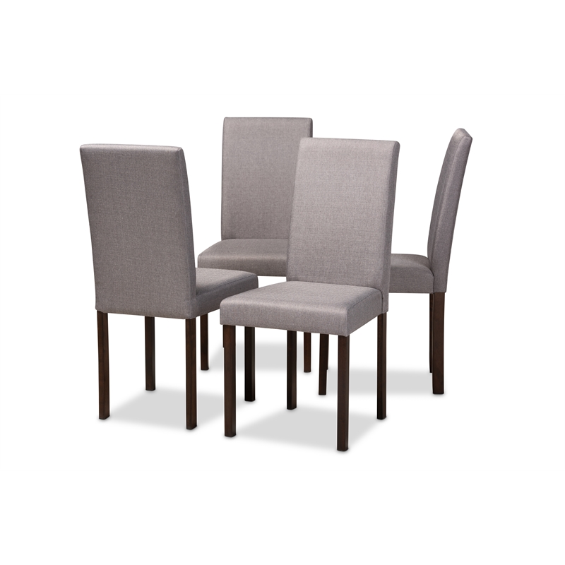 Baxton Studio Andrew Dining Side Chair in Gray and Espresso (Set of 4)