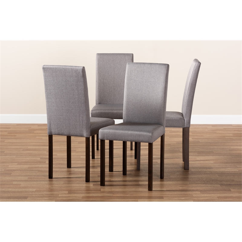 Baxton Studio Andrew Dining Side Chair in Gray and Espresso (Set of 4)