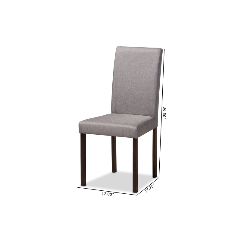 Baxton Studio Andrew Dining Side Chair in Gray and Espresso (Set of 4)