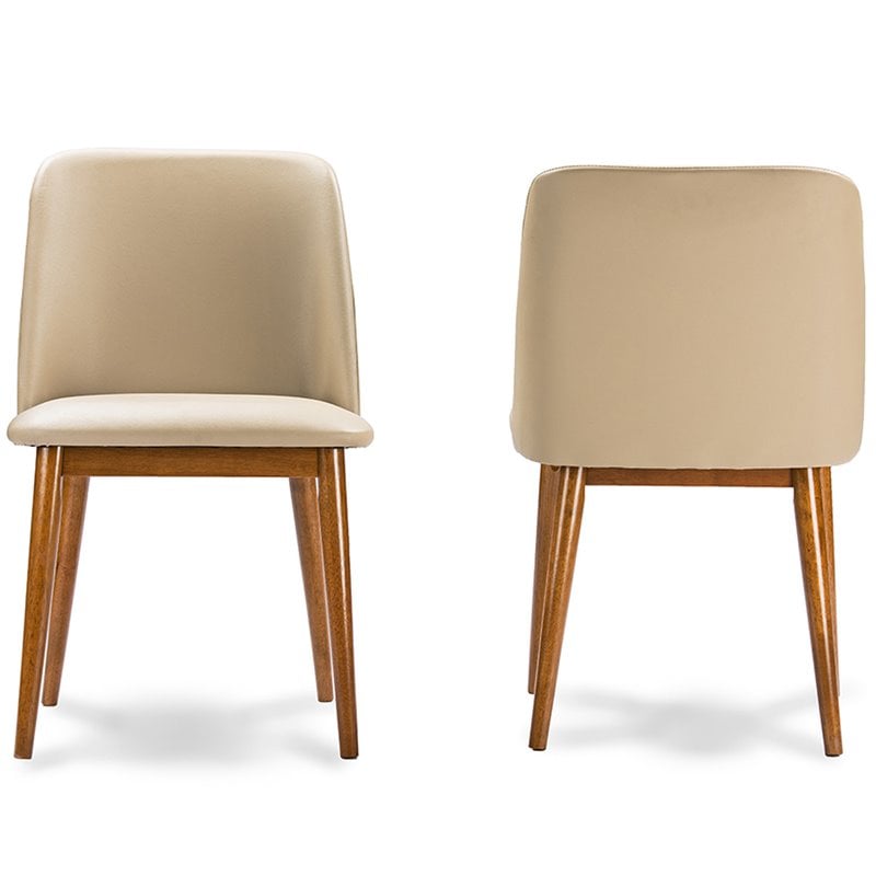 Baxton Studio Lavin Faux Leather Dining Side Chair in Beige (Set of 2)