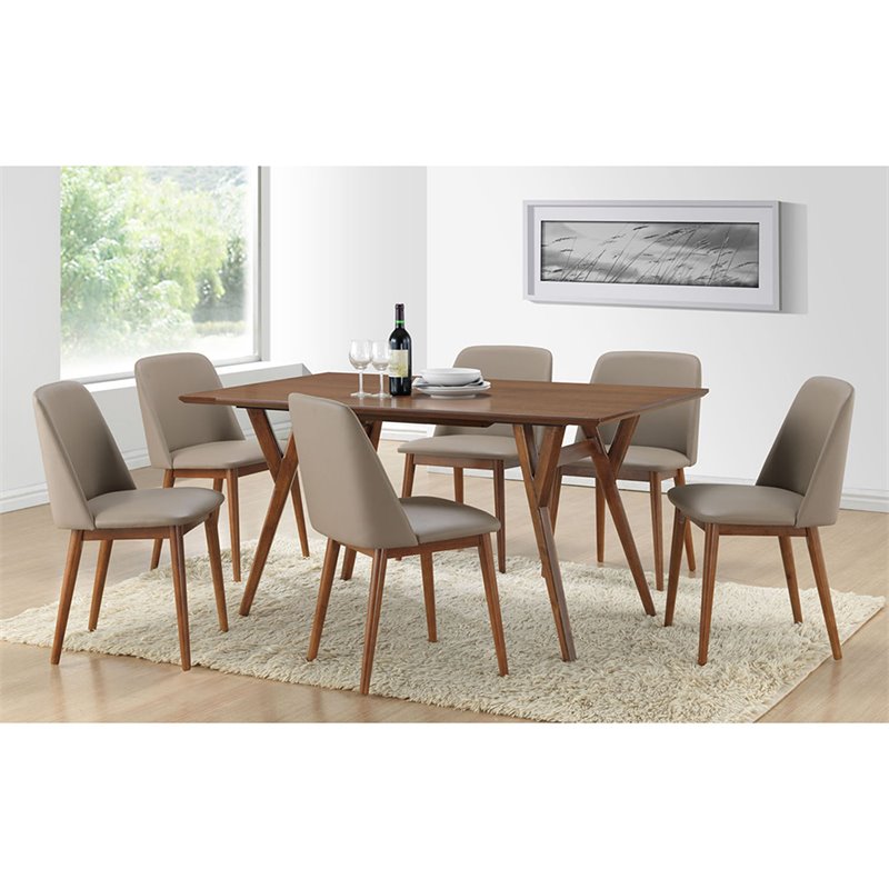 Baxton Studio Lavin Faux Leather Dining Side Chair in Beige (Set of 2
