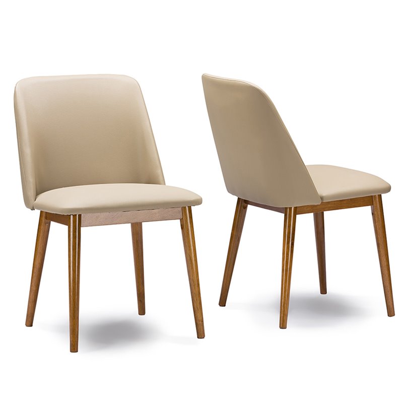 Baxton Studio Lavin Faux Leather Dining Side Chair in Beige (Set of 2)