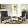 Baxton Studio Vincent Tufted Wingback Accent Chair in Gray and Black