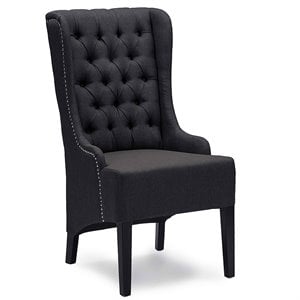 Baxton Studio Vincent Tufted Wingback Accent Chair in Gray and Black