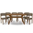 Baxton Studio Montreal 7 Piece Dining Set in Dark Walnut and Gray