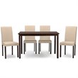 Baxton Studio Andrew 5 Piece Dining Set in Espresso and Beige