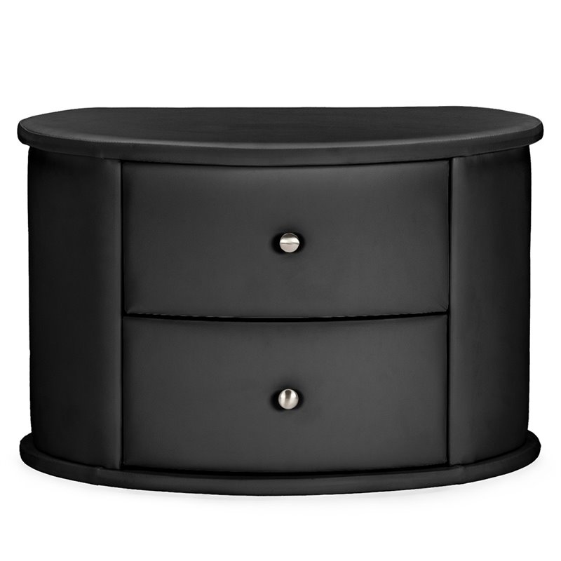Baxton Studio Ritchie 2 Drawer Faux Leather Nightstand in Black