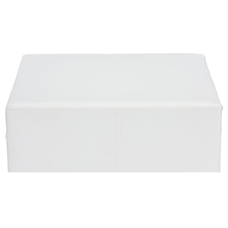 Baxton Studio Dorian 2 Drawer Faux Leather Nightstand in White