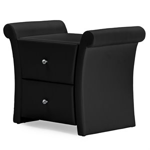 baxton studio victoria 2 drawer faux leather nightstand in matte black