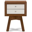 Baxton Studio Warwick 2 Drawer End Table in Walnut and White