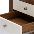 Baxton Studio Warwick 2 Drawer End Table in Walnut and White