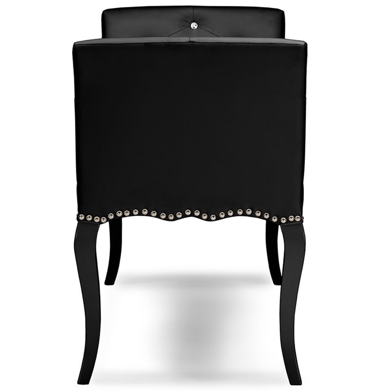 Baxton Studio Kristy Faux Leather Tufted Bench in Black and Wenge