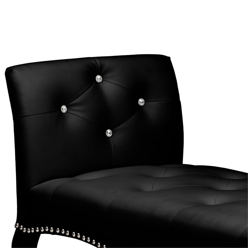 Baxton Studio Kristy Faux Leather Tufted Bench in Black and Wenge