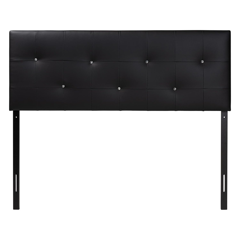 Baxton Studio Dalini Faux Leather Tufted King Panel Headboard in Black