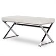 Baxton Studio Herald Faux Leather Bench in White and Silver