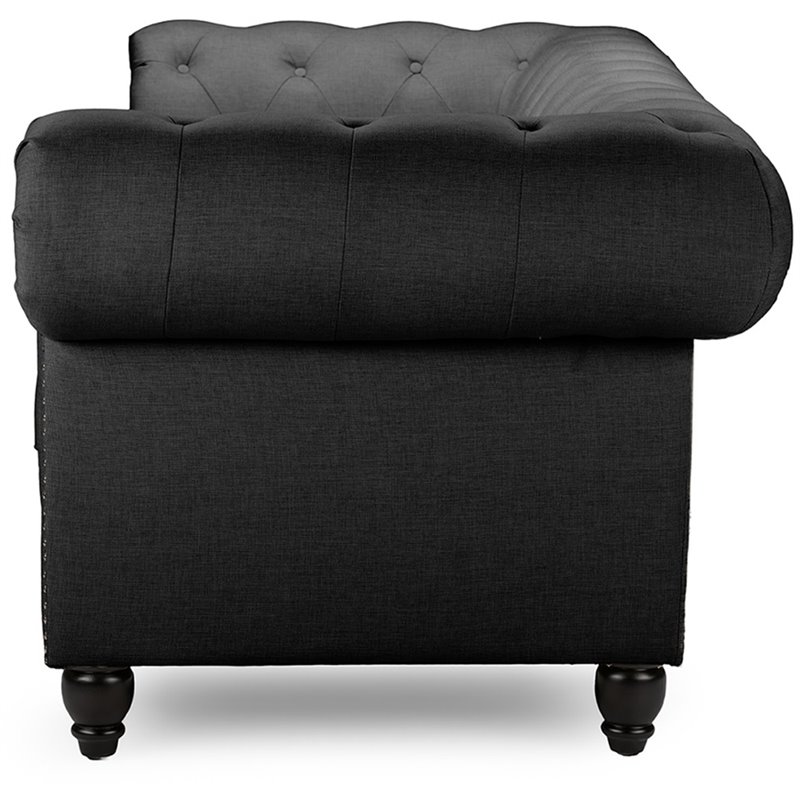 Baxton Studio Cassandra Tufted Sofa in Smoky Gray and Black