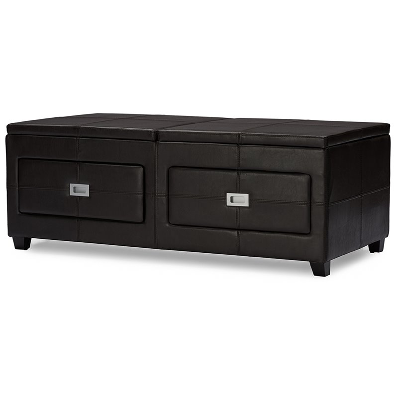 Baxton Studio Indy Faux Leather Lift, Faux Leather Coffee Table
