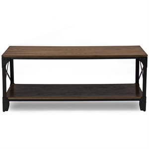baxton studio greyson coffee table in antique bronze and brown