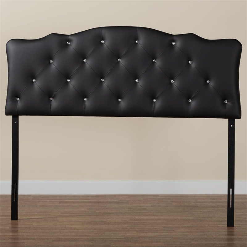 Baxton Studio Rita Faux Leather Tufted Full Panel Headboard in Black