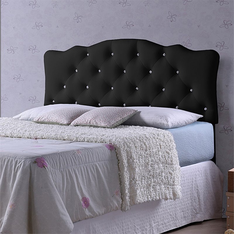 Baxton Studio Rita Faux Leather Tufted Queen Panel Headboard In Black