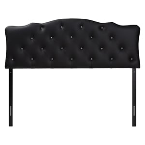 Baxton Studio Rita Faux Leather Tufted Queen Panel Headboard in Black