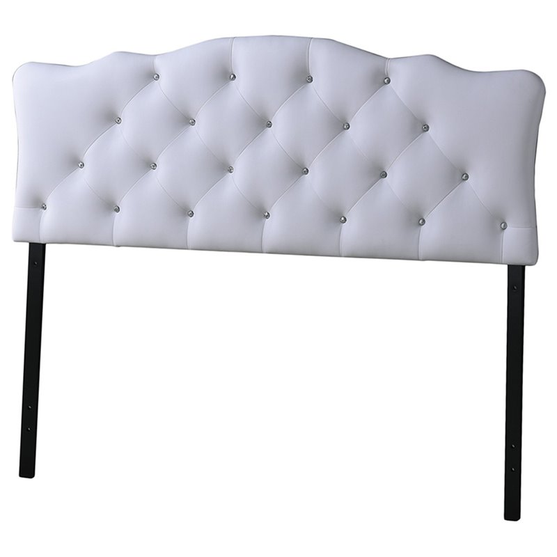 Baxton Studio Rita Faux Leather Tufted Queen Panel Headboard in White