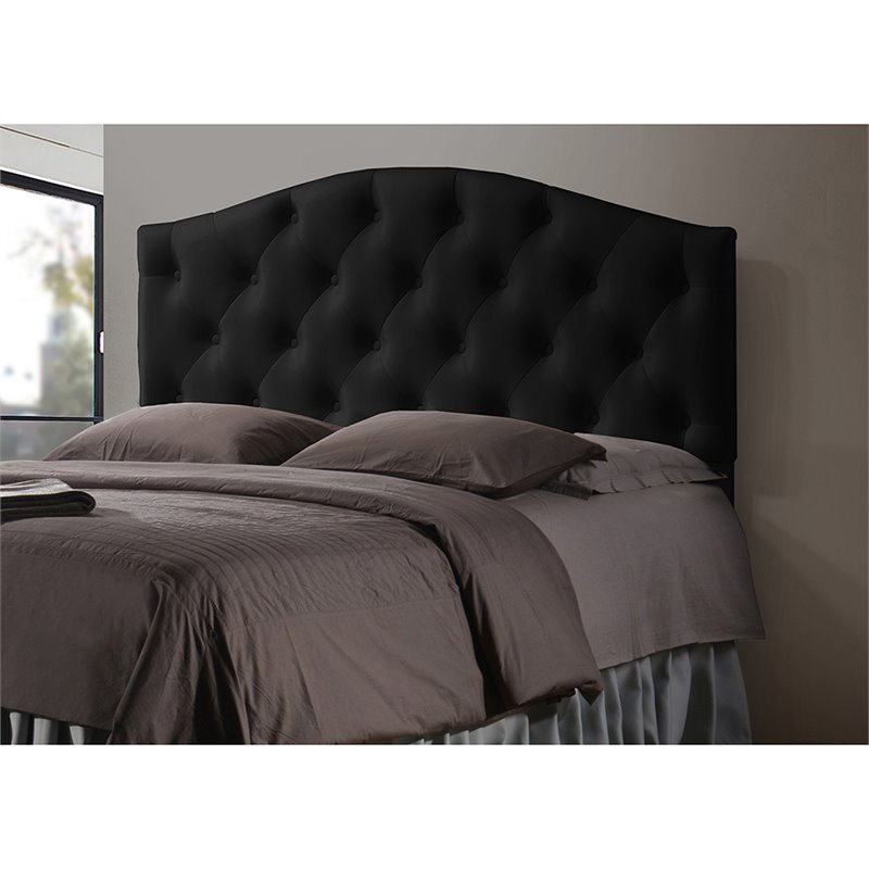 Baxton Studio Myra Faux Leather Tufted Queen Panel Headboard in Black
