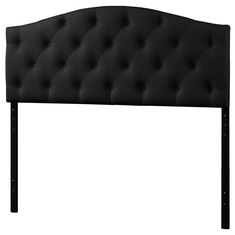 Baxton Studio Myra Faux Leather Tufted Queen Panel Headboard in Black
