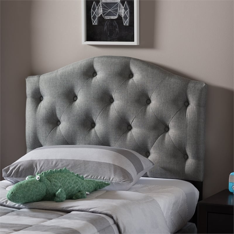 Baxton Studio Myra Tufted Queen Panel Headboard in Gray