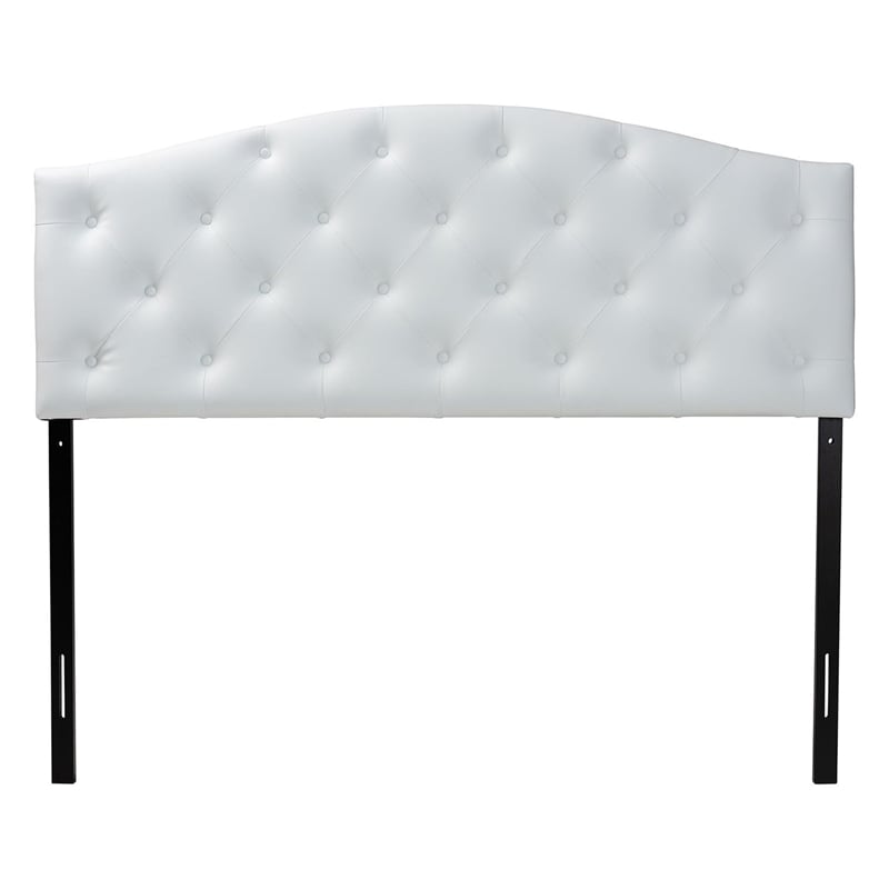Baxton Studio Myra Faux Leather Tufted Full Panel Headboard in White