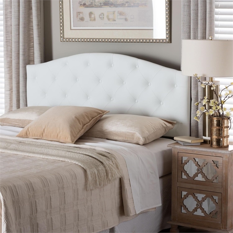 Baxton Studio Myra Faux Leather Tufted Full Panel Headboard in White