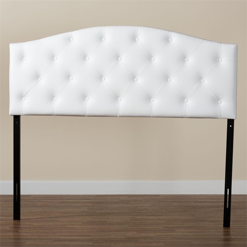 Baxton Studio Myra Faux Leather Tufted Full Panel Headboard in White