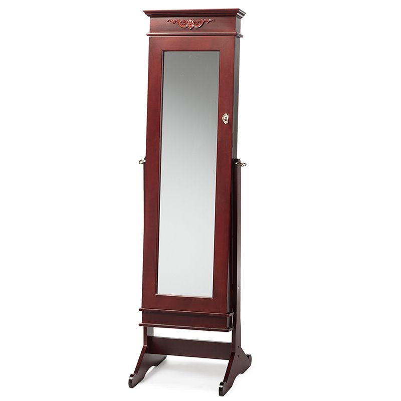 Baxton Studio Bimini Jewelry Armoire Mirror in Brown