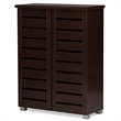 Baxton Studio Adalwin 2 Door Shoe Cabinet in Dark Brown