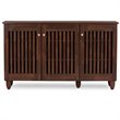 Baxton Studio Fernanda 3 Door Shoe Cabinet in Dark Brown