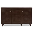 Baxton Studio Winda 3 Door Shoe Cabinet in Dark Brown