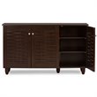 Baxton Studio Winda 3 Door Shoe Cabinet in Dark Brown