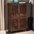 Baxton Studio Fernanda 4 Door Tall Shoe Cabinet in Oak Brown