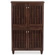 Baxton Studio Fernanda 4 Door Tall Shoe Cabinet in Oak Brown