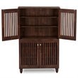 Baxton Studio Fernanda 4 Door Tall Shoe Cabinet in Oak Brown