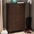 Baxton Studio Winda 4 Door Shoe Cabinet in Dark Brown