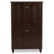 Baxton Studio Winda 4 Door Shoe Cabinet in Dark Brown