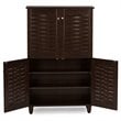 Baxton Studio Winda 4 Door Shoe Cabinet in Dark Brown